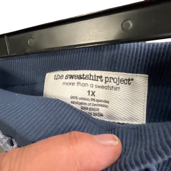 The Sweatshirt Project Floral Print Womens Shorts Plus Size 1X Blue Cotton Blend - Picture 7 of 8